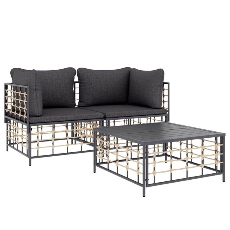 Pemberly Row Contemporary Garden Lounge Set in Anthracite/Gray