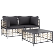 Pemberly Row Contemporary Garden Lounge Set in Anthracite/Gray