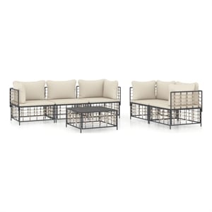 Pemberly Row Contemporary Garden Lounge Set in Anthracite/Gray