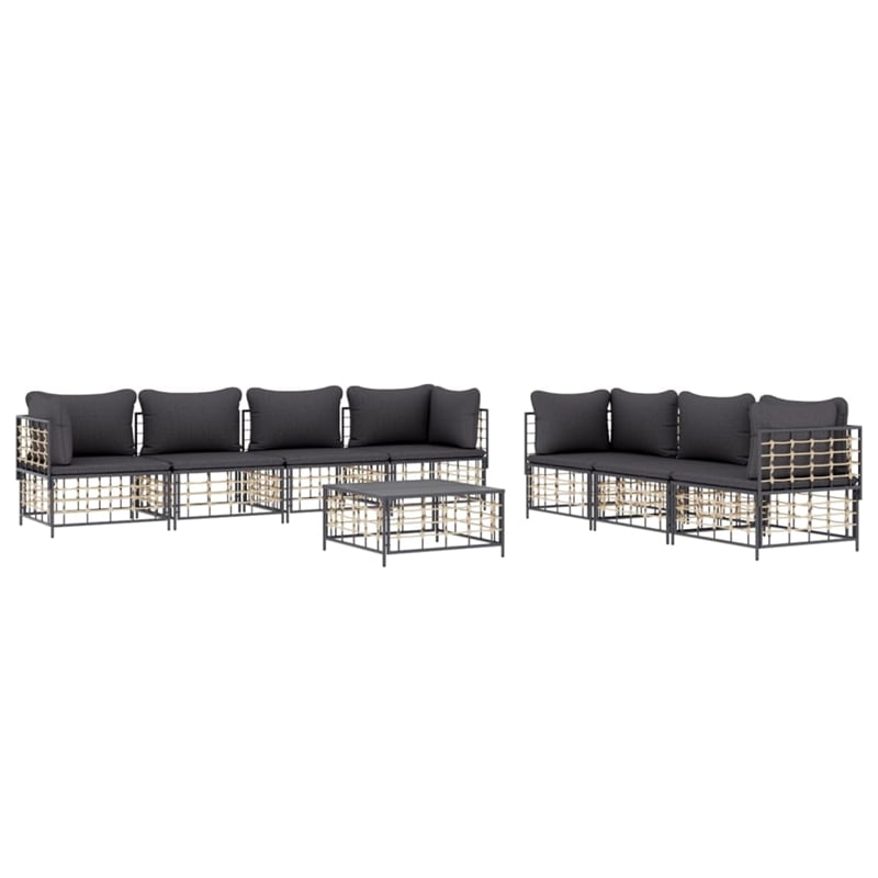 Pemberly Row Contemporary Garden Lounge Set in Anthracite/Gray