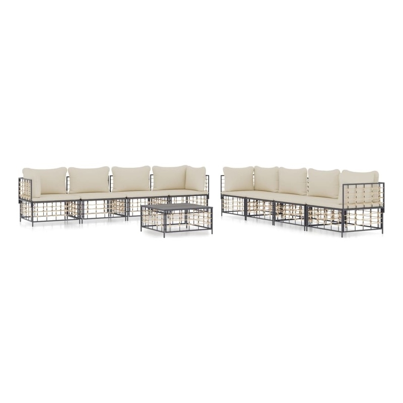 Pemberly Row Contemporary Garden Lounge Set in Anthracite/Gray