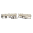 Pemberly Row Contemporary Garden Lounge Set in Anthracite/Gray