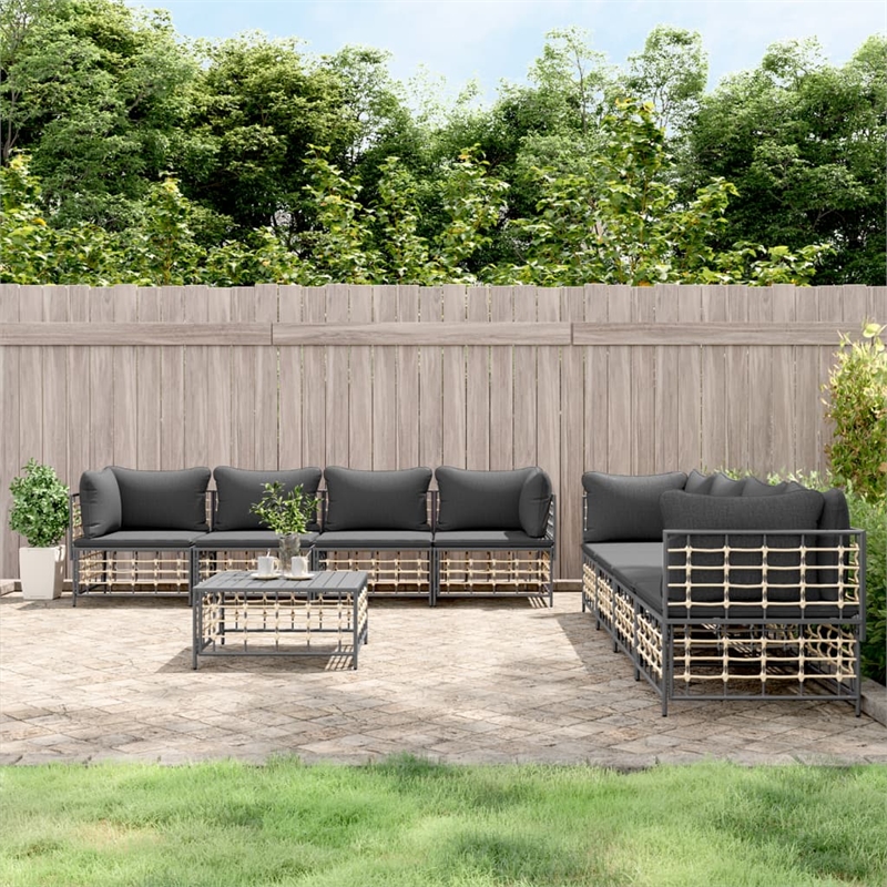 Pemberly Row Contemporary Garden Lounge Set in Anthracite/Gray