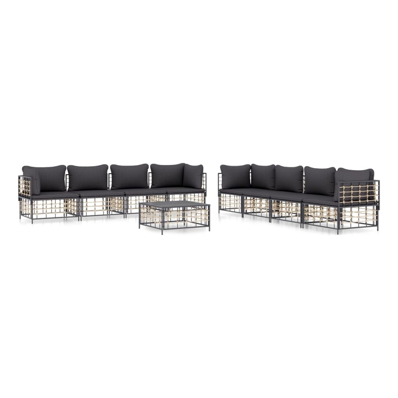 Pemberly Row Contemporary Garden Lounge Set in Anthracite/Gray