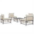 Pemberly Row Garden Lounge Set Set of 5 in Anthracite & Beige