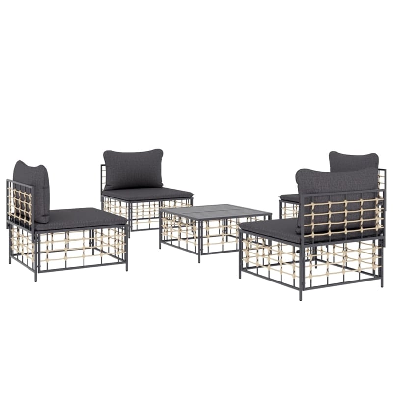 Pemberly Row Contemporary Garden Lounge Set Set of 5 in Anthracite