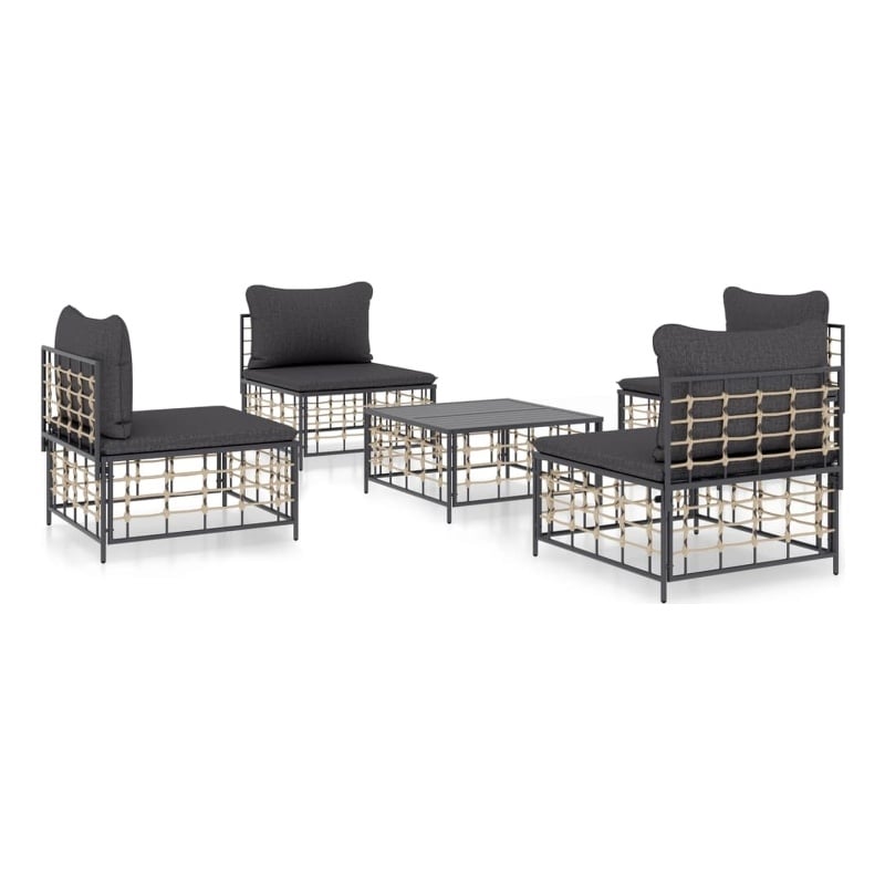 Pemberly Row Contemporary Garden Lounge Set Set of 5 in Anthracite