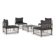 Pemberly Row Contemporary Garden Lounge Set Set of 5 in Anthracite