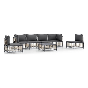 Pemberly Row Contemporary Garden Lounge Set in Anthracite/Gray
