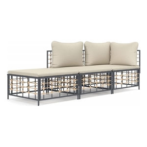 Pemberly Row Contemporary Garden Lounge Set in Anthracite/Gray