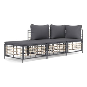 Pemberly Row Poly Rattan Medium Modular Garden Lounge Set in Anthracite