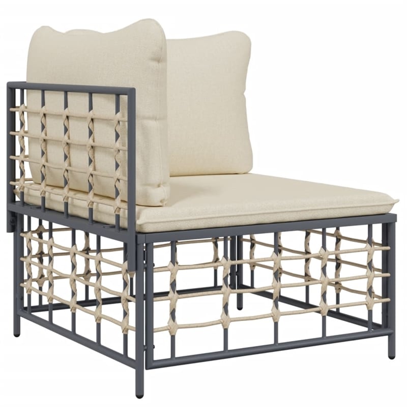 Pemberly Row Contemporary Garden Lounge Set in Anthracite/Gray