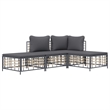 Pemberly Row Contemporary Garden Lounge Set in Anthracite/Gray