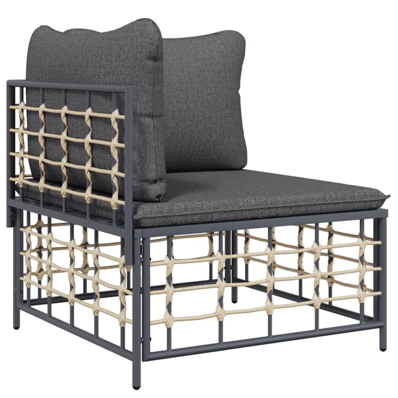 Pemberly Row Contemporary Garden Lounge Set in Anthracite/Gray