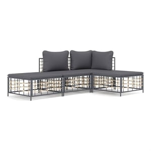 Pemberly Row Contemporary Garden Lounge Set in Anthracite/Gray