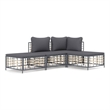 Pemberly Row Contemporary Garden Lounge Set in Anthracite/Gray
