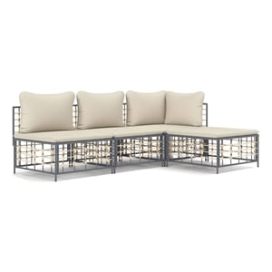 Pemberly Row Contemporary Garden Lounge Set in Anthracite/Gray