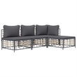 Pemberly Row Poly Rattan Medium Modular Garden Lounge Set in Anthracite