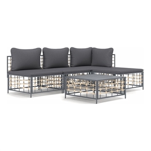 Pemberly Row Contemporary Garden Lounge Set in Anthracite/Gray