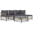 Pemberly Row Contemporary Garden Lounge Set in Anthracite/Gray
