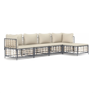 Pemberly Row Contemporary Garden Lounge Set in Anthracite/Gray