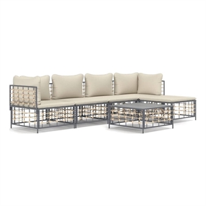Pemberly Row Contemporary Garden Lounge Set in Anthracite/Gray