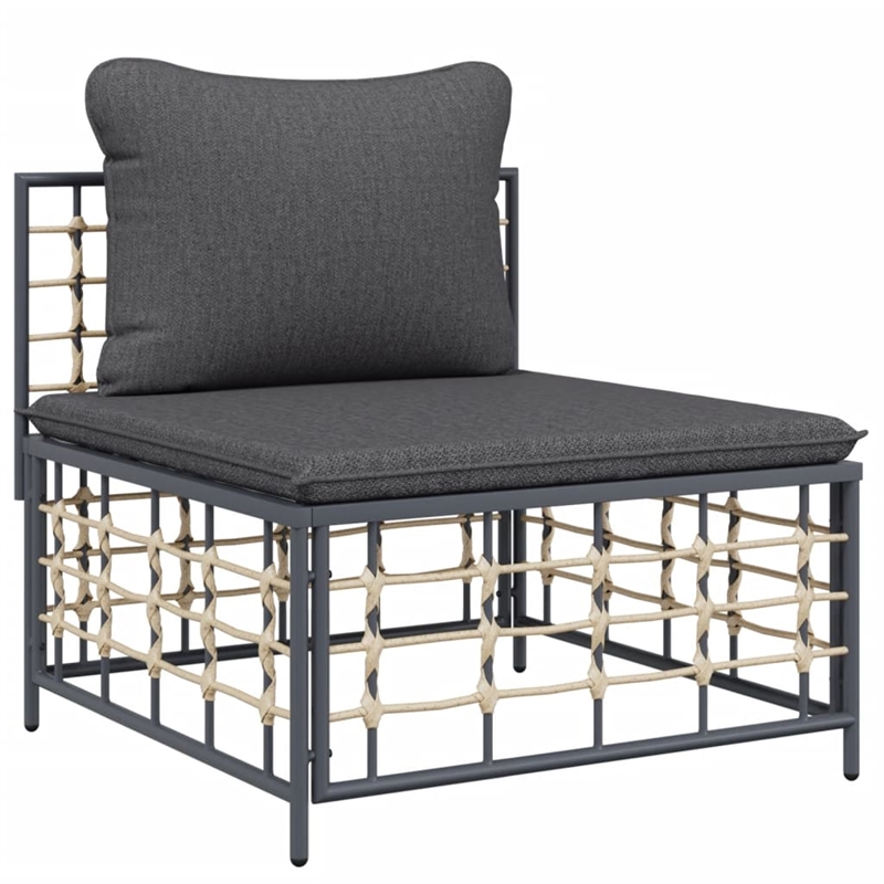 Pemberly Row Poly Rattan & Powder-Coated Steel Garden Lounge Set in Anthracite