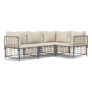 Pemberly Row Contemporary Garden Lounge Set in Anthracite/Gray