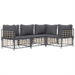 Pemberly Row Poly Rattan Medium Modular Garden Lounge Set in Anthracite