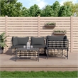 Pemberly Row Poly Rattan 5-Piece Set Modular Garden Lounge Set in Anthracite