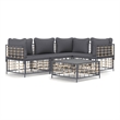 Pemberly Row Poly Rattan 5-Piece Set Modular Garden Lounge Set in Anthracite