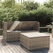 Pemberly Row Contemporary PE Rattan PVC Garden Lounge Set in Gray