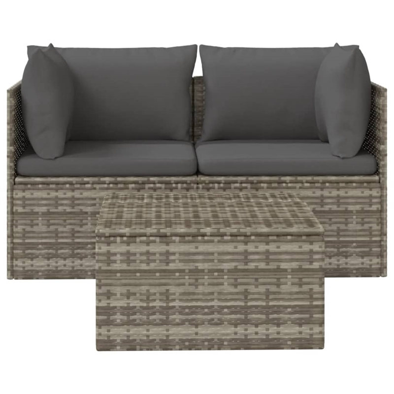 Pemberly Row Contemporary PE Rattan PVC Garden Lounge Set in Gray