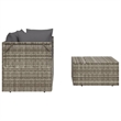 Pemberly Row Contemporary PE Rattan PVC Garden Lounge Set in Gray