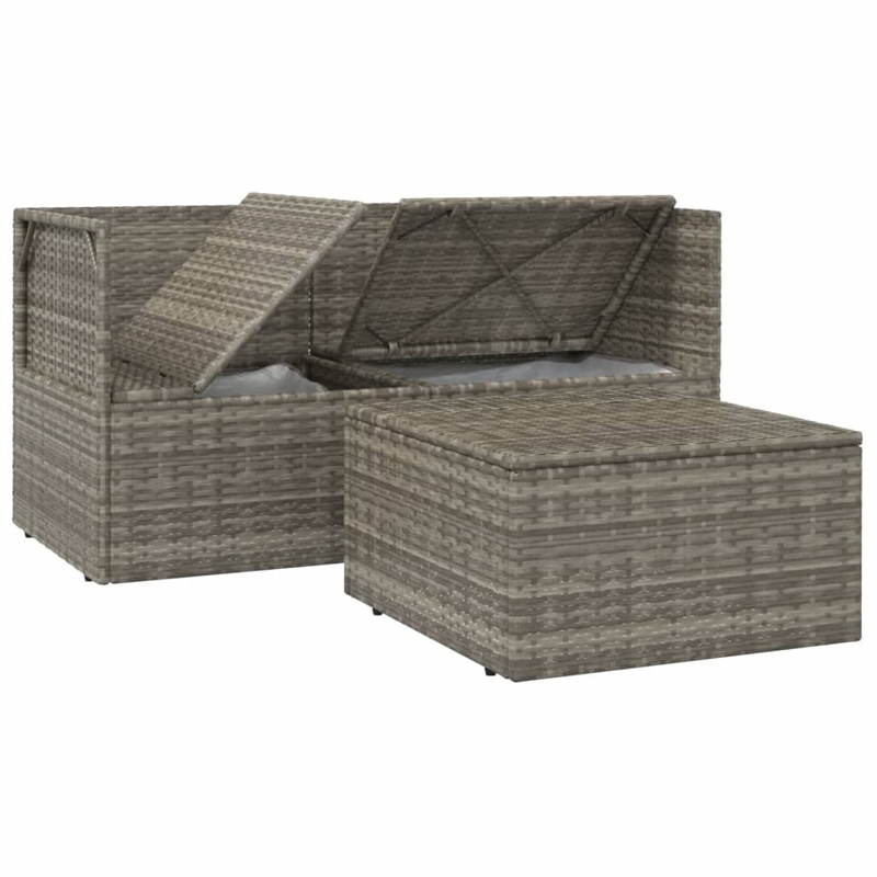 Pemberly Row Contemporary PE Rattan PVC Garden Lounge Set in Gray