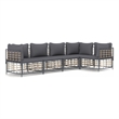Pemberly Row Poly Rattan Large Modular Garden Lounge Set Charcoal