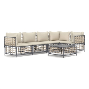 Pemberly Row Contemporary Garden Lounge Set in Anthracite/Gray