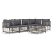 Pemberly Row Poly Rattan Large Modular Garden Lounge Set in Anthracite