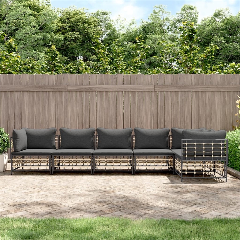 Pemberly Row Contemporary Garden Lounge Set in Anthracite/Gray
