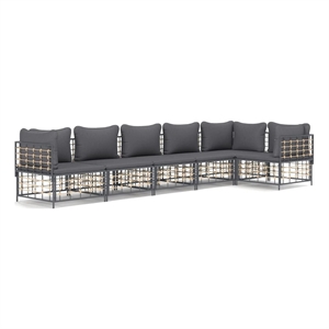 Pemberly Row Contemporary Garden Lounge Set in Anthracite/Gray