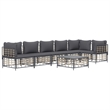 Pemberly Row Poly Rattan Large Modular Garden Lounge Set in Anthracite