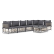 Pemberly Row Poly Rattan Large Modular Garden Lounge Set in Anthracite