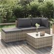 Pemberly Row Synthetic Poly Rattan Garden Lounge Set in Powder-coated Gray