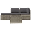 Pemberly Row Synthetic Poly Rattan Garden Lounge Set in Powder-coated Gray