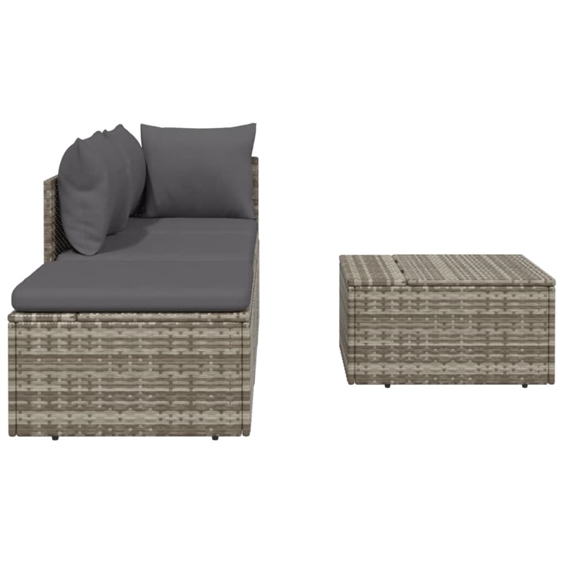 Pemberly Row Synthetic Poly Rattan Garden Lounge Set in Powder-coated Gray