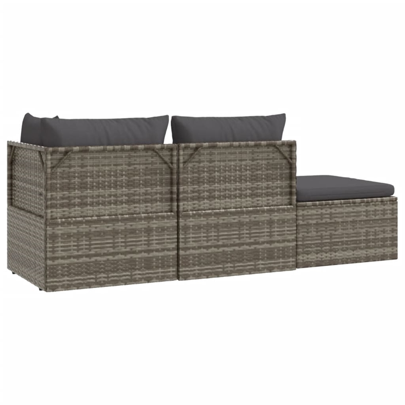 Pemberly Row Synthetic Poly Rattan Garden Lounge Set in Powder-coated Gray