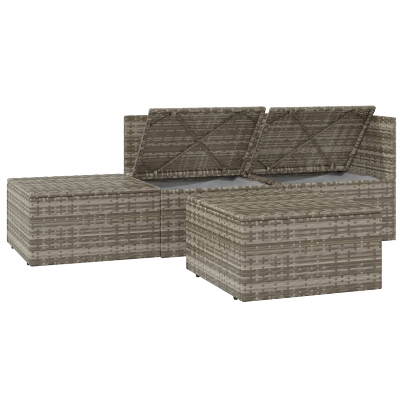 Pemberly Row Synthetic Poly Rattan Garden Lounge Set in Powder-coated Gray