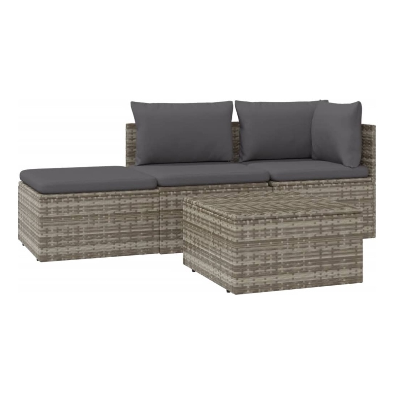 Pemberly Row Synthetic Poly Rattan Garden Lounge Set in Powder-coated Gray