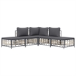 Pemberly Row Poly Rattan 5 Piece Set Modular Garden Lounge Set in Anthracite