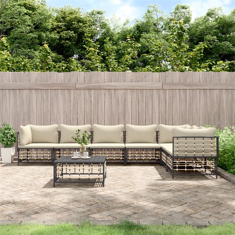 Pemberly Row Contemporary Garden Lounge Set in Anthracite/Gray